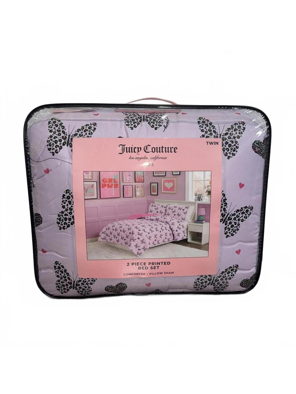 NWT Juicy Couture Kids 2 Piece Printed Twin Bed Set